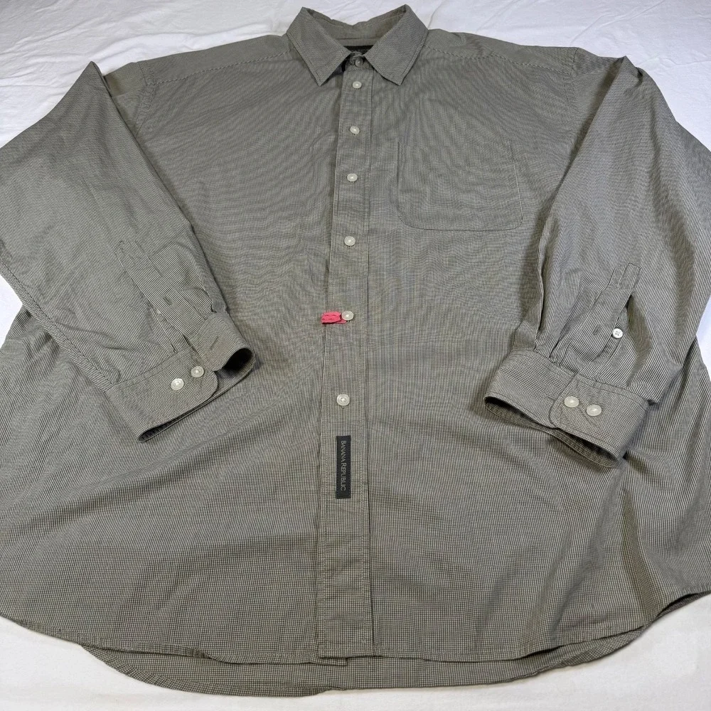 Vintage Banana Republic Houndstooth Button Down Shirt Men's Size XL Long Sleeve